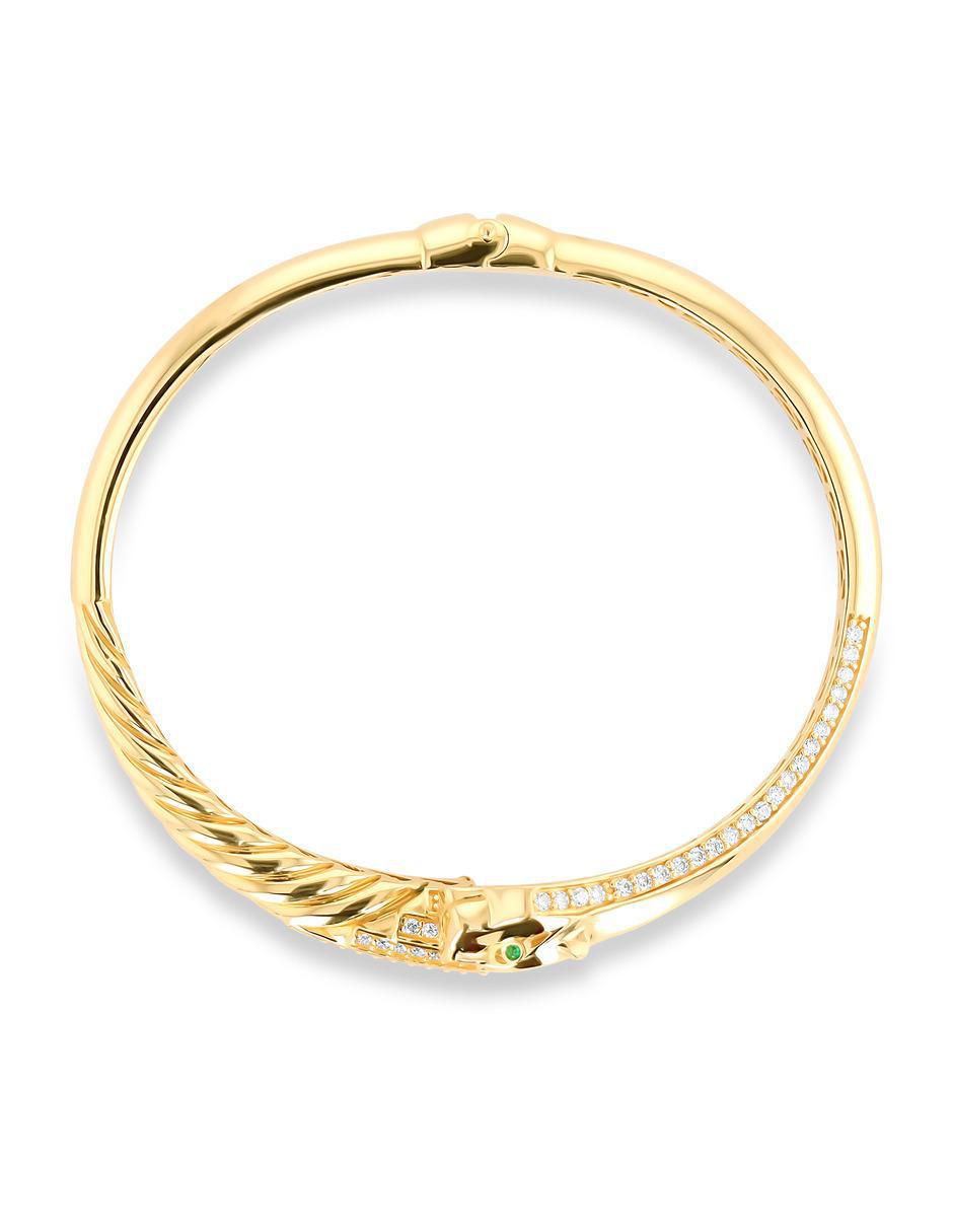 Pulsera de oro amarillo con zirconia 14 K con acabado brillante
