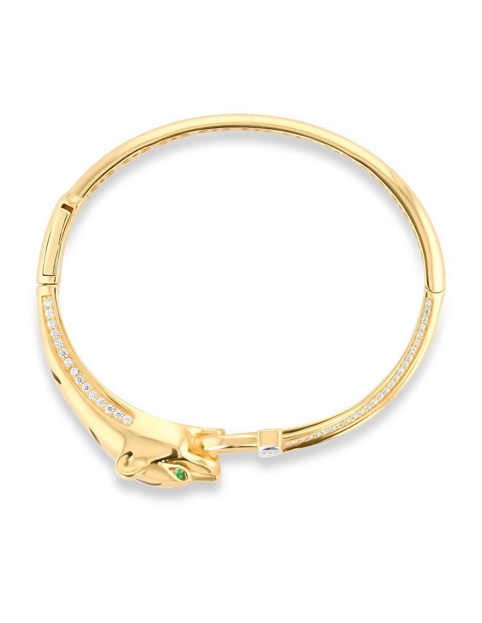 Pulsera de oro amarillo con zirconia 14 K con acabado brillante