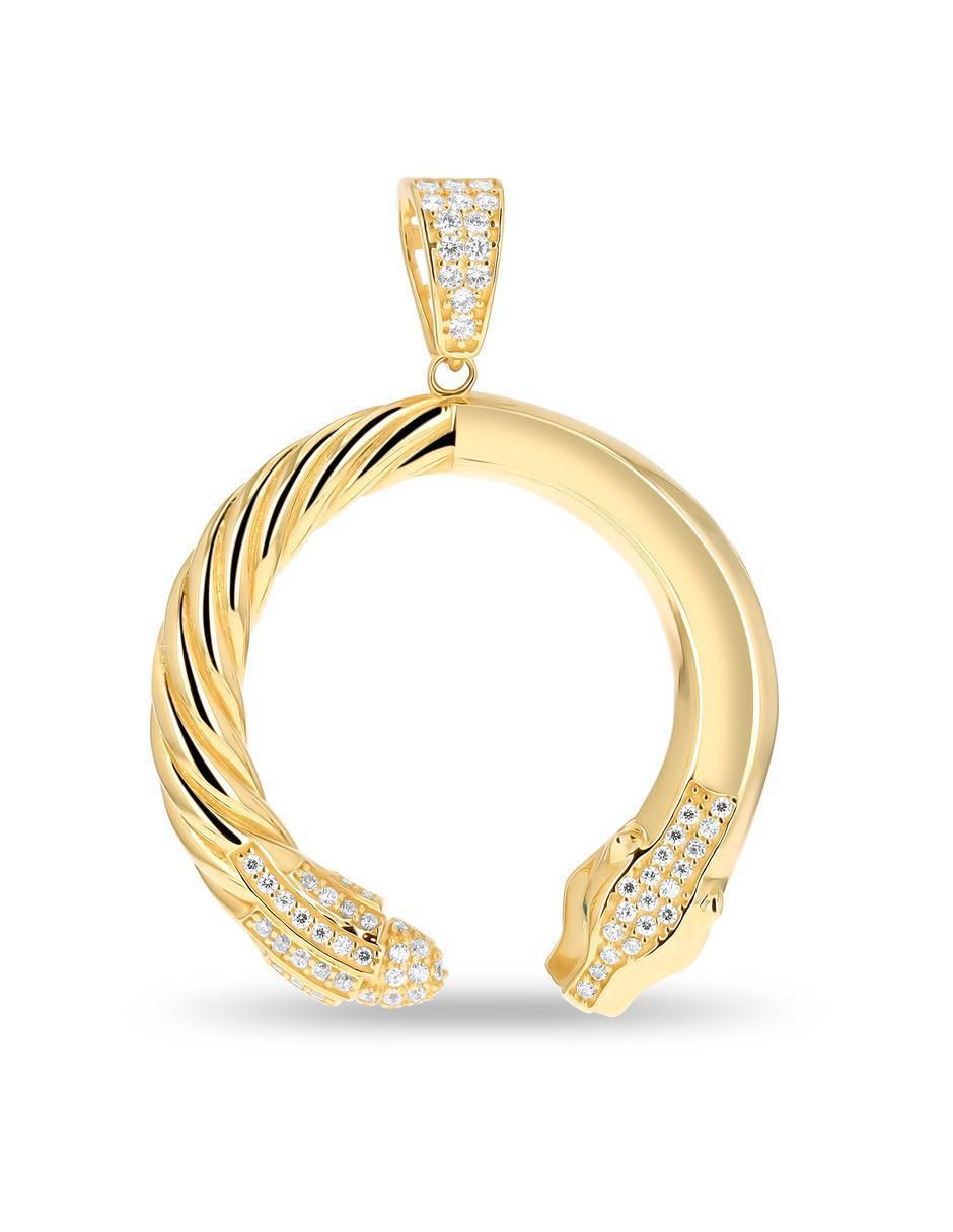 Dije de jaguar de oro amarillo 14 K zirconia 2
