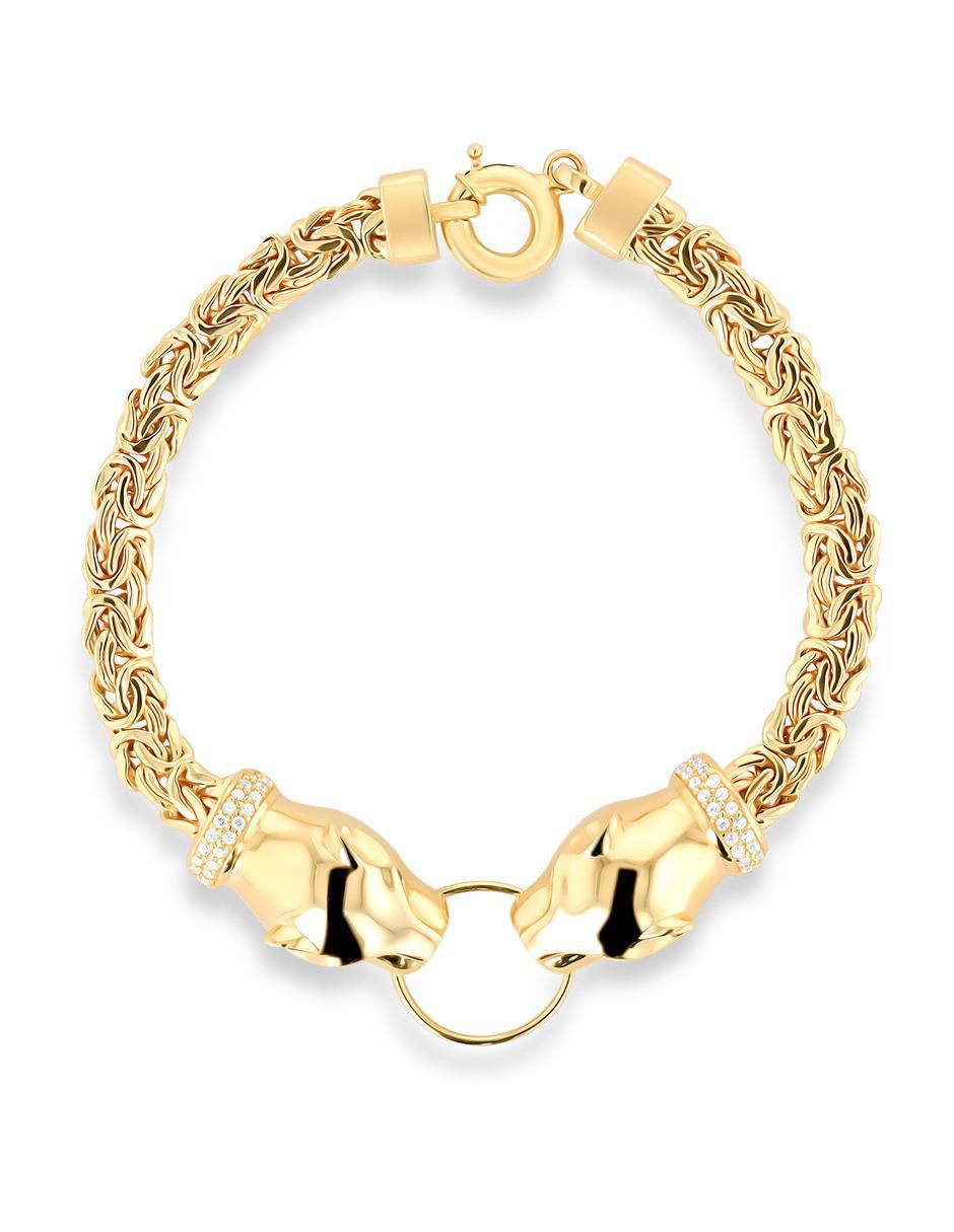 Pulsera de oro amarillo con zirconia 14 k con acabado brillante