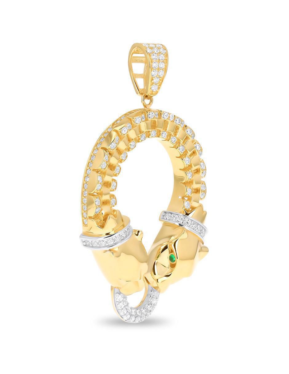 Dije de jaguar de oro amarillo 14 K zirconia 2