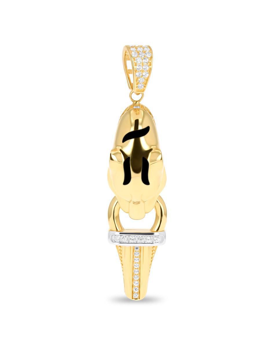 Dije de jaguar de oro amarillo 14 K zirconia Dije de jaguar de oro amarillo 14 K zirconia
