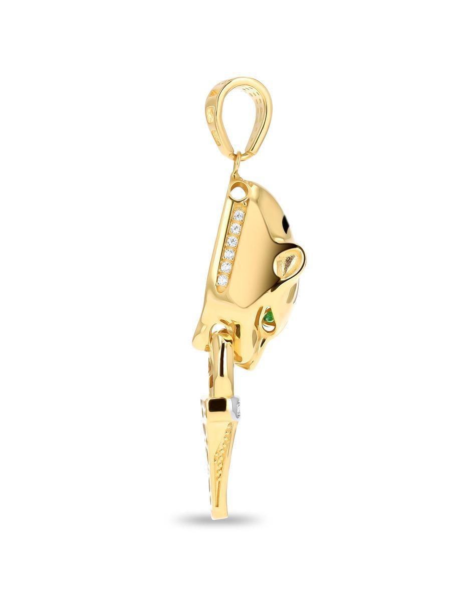 Dije de jaguar de oro amarillo 14 K zirconia 3