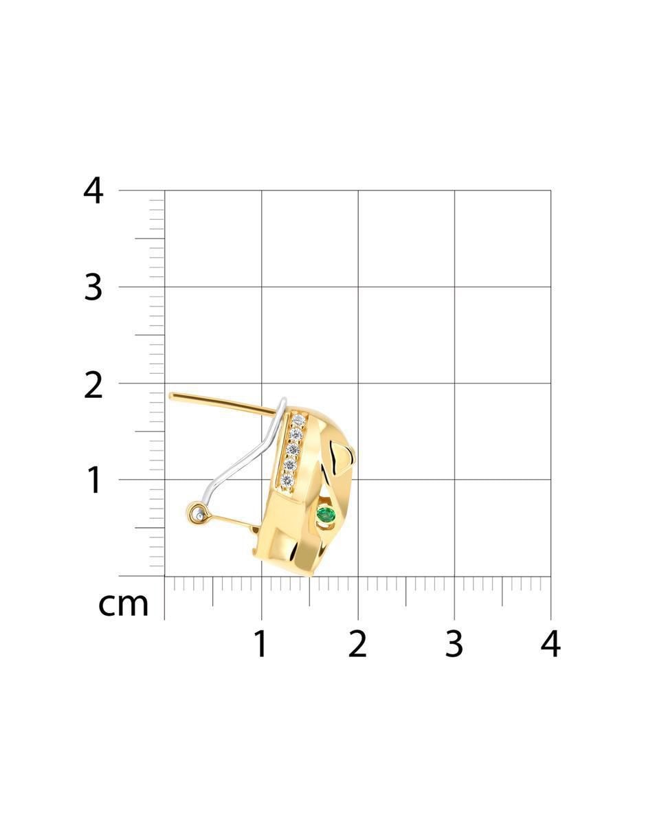 Aretes cortos de pantera de oro amarillo 14 K con acabado brillante zirconia 2
