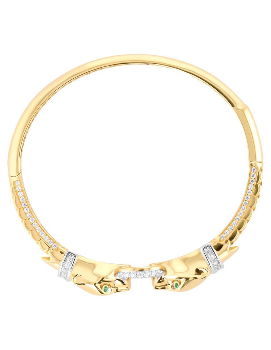Pulsera de oro amarillo con zirconia 14 K con acabado brillante