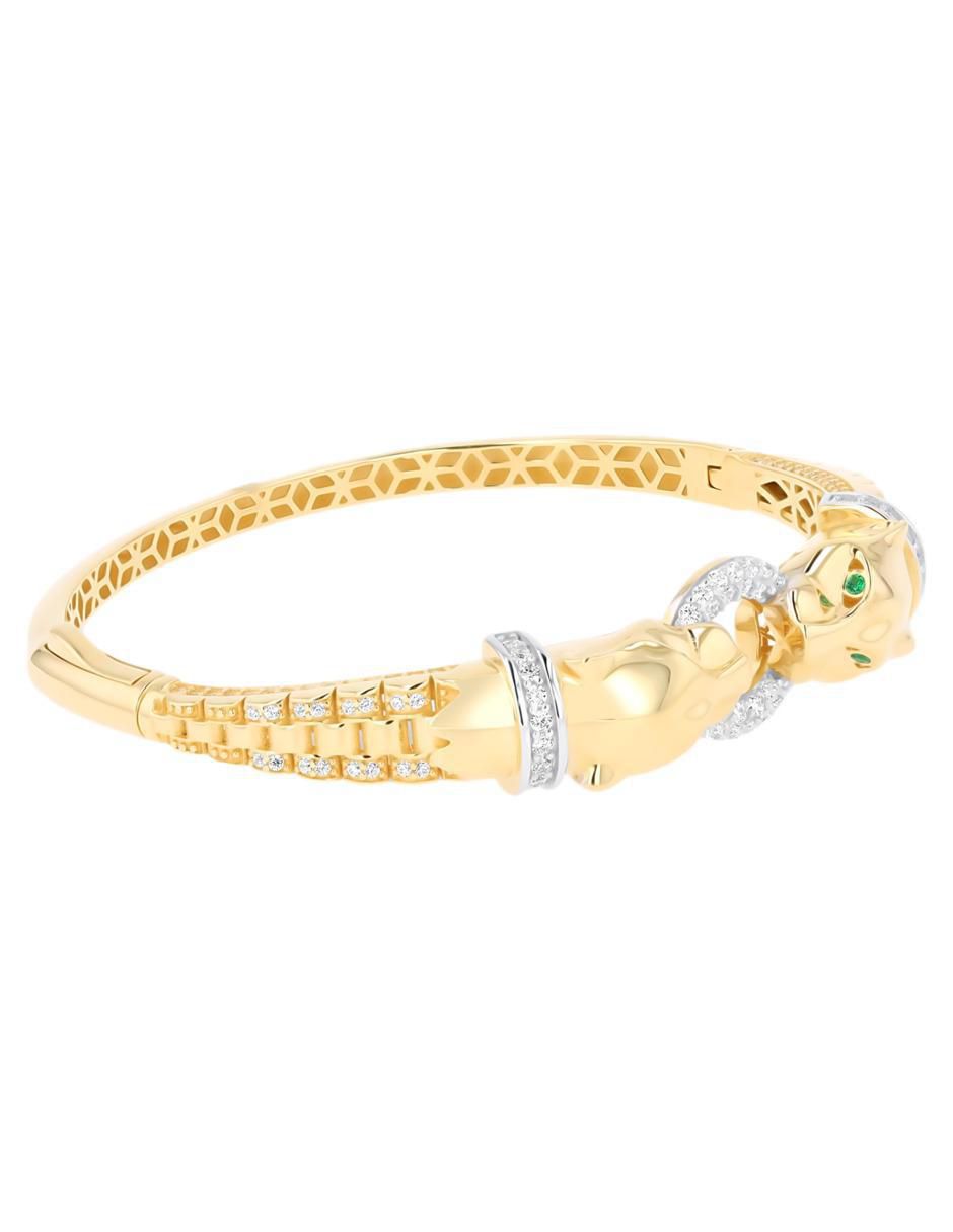 Pulsera de oro amarillo con zirconia 14 K con acabado brillante 3