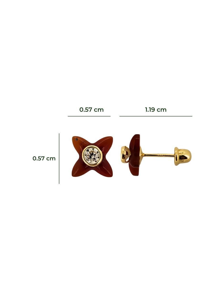 Broqueles de flor de oro amarillo 10 K con acabado brillante zirconia 5