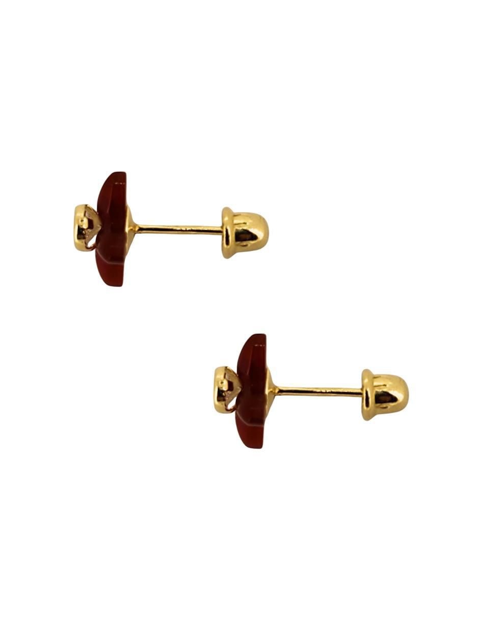 Broqueles de flor de oro amarillo 10 K con acabado brillante zirconia 4