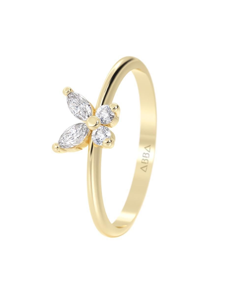 Anillo con gema de mariposa Abba Joyas 10 K de oro zirconia brillante