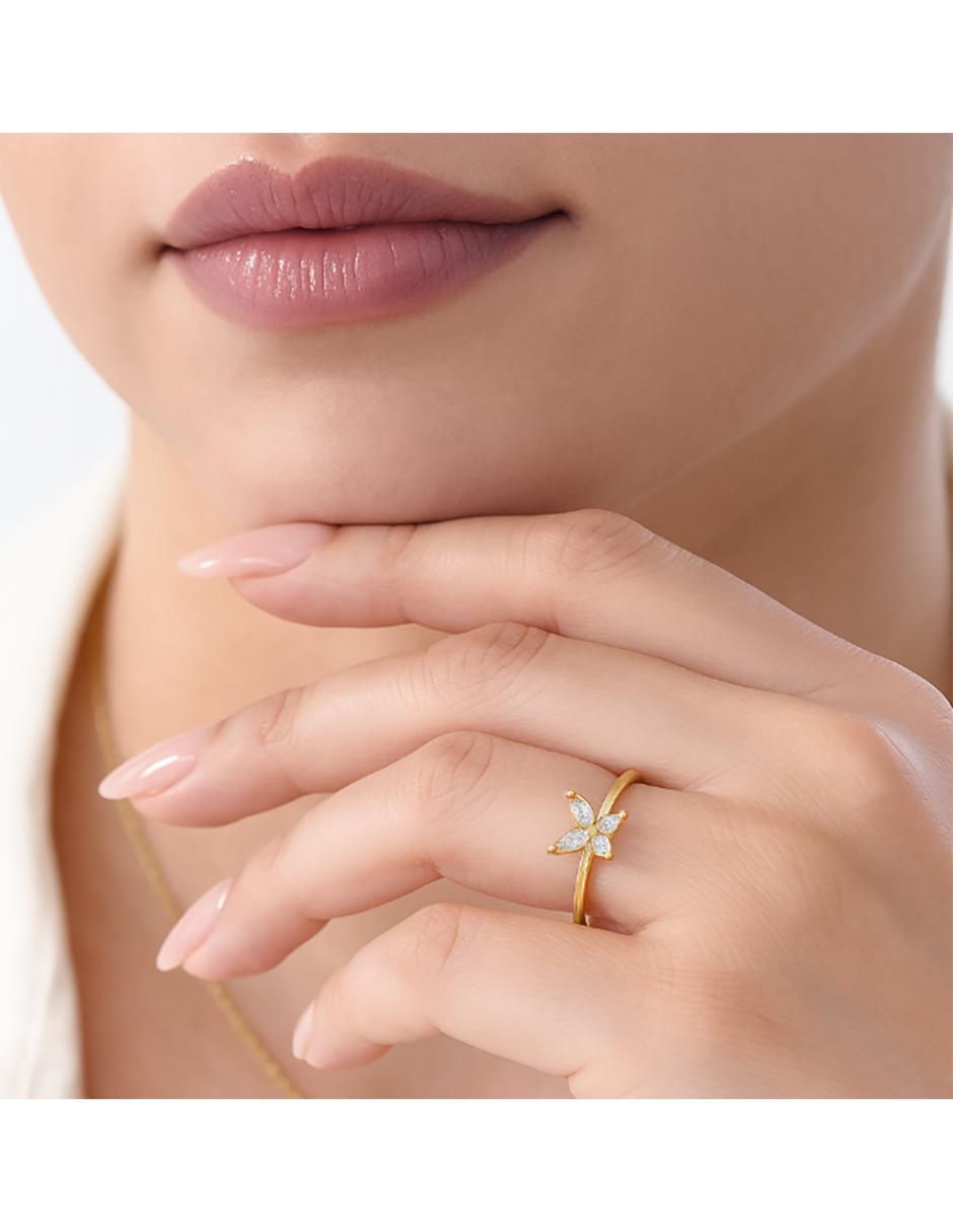 Anillo con gema "de (si aplica)" mariposa abba joyas sin familia no aplica 14 k "de" oro zirconia brillante