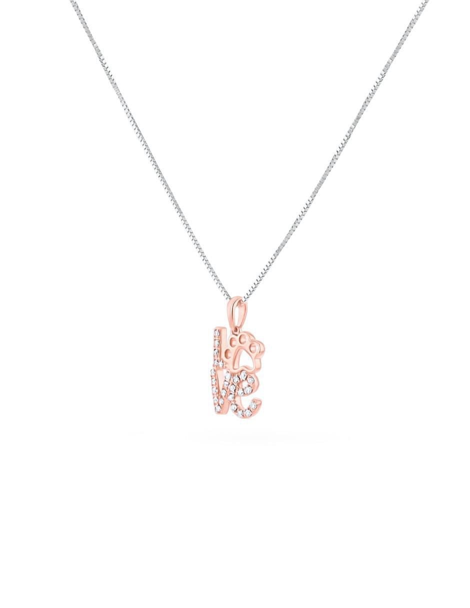 Collar love de huella de oro rosa 14 K 2