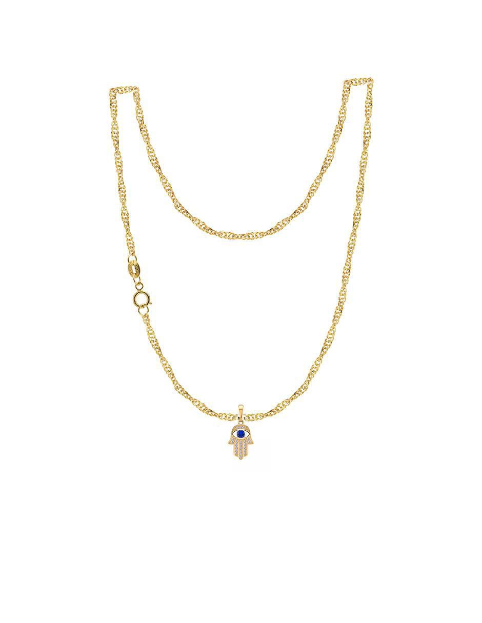 Collar con dije de mano de Fátima de oro 10 K
