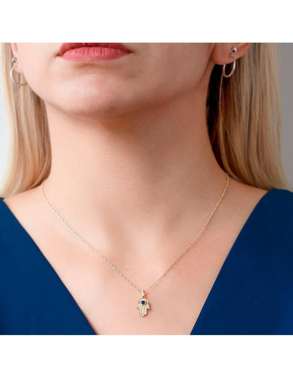Collar con dije de mano de Fátima de oro 10 K 4