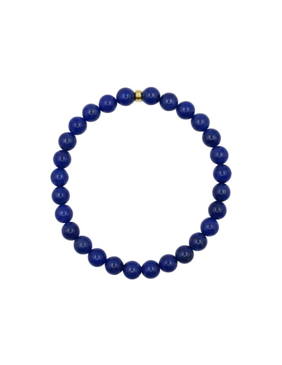 Pulsera de oro con lapislázuli 10 K con acabado liso