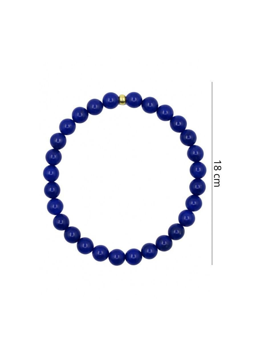 Pulsera de oro con lapislázuli 10 K con acabado liso 3
