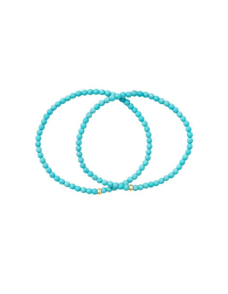 Pulsera de oro con turquesa 10 K con acabado liso 1