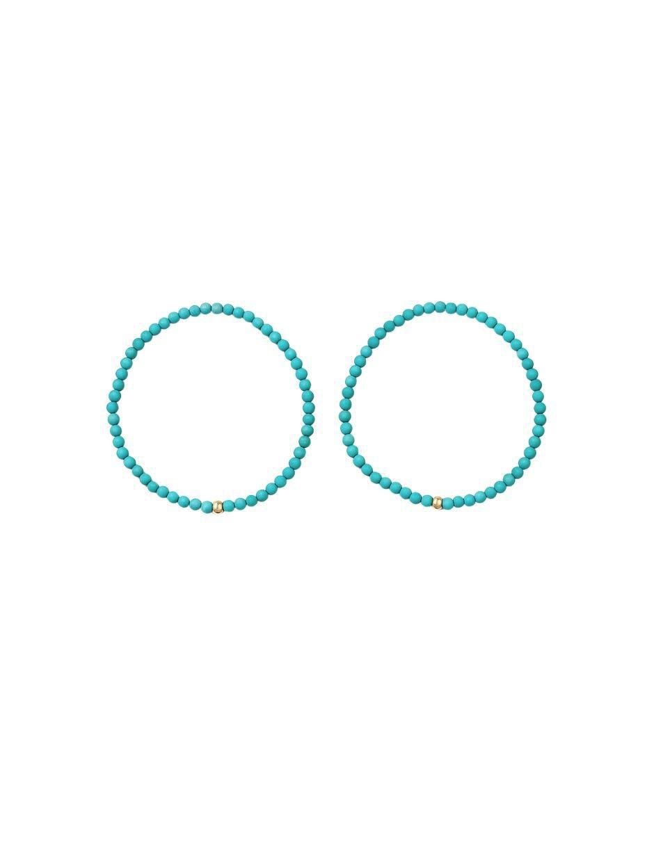 Pulsera de oro con turquesa 10 K con acabado liso 3