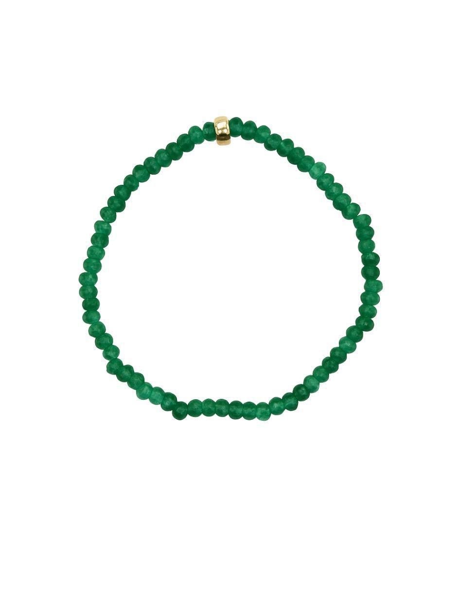 Pulsera con ágata verde natural 10 K con acabado brillante Pulsera con ágata verde natural 10 K con acabado brillante