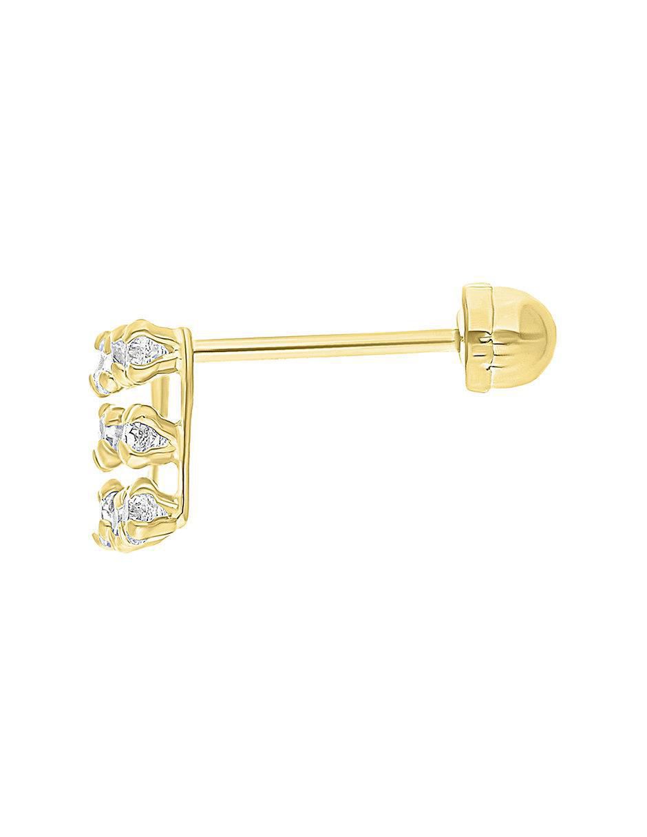 Aretes cuadrados de oro 10 K con acabado brillante zirconia 2