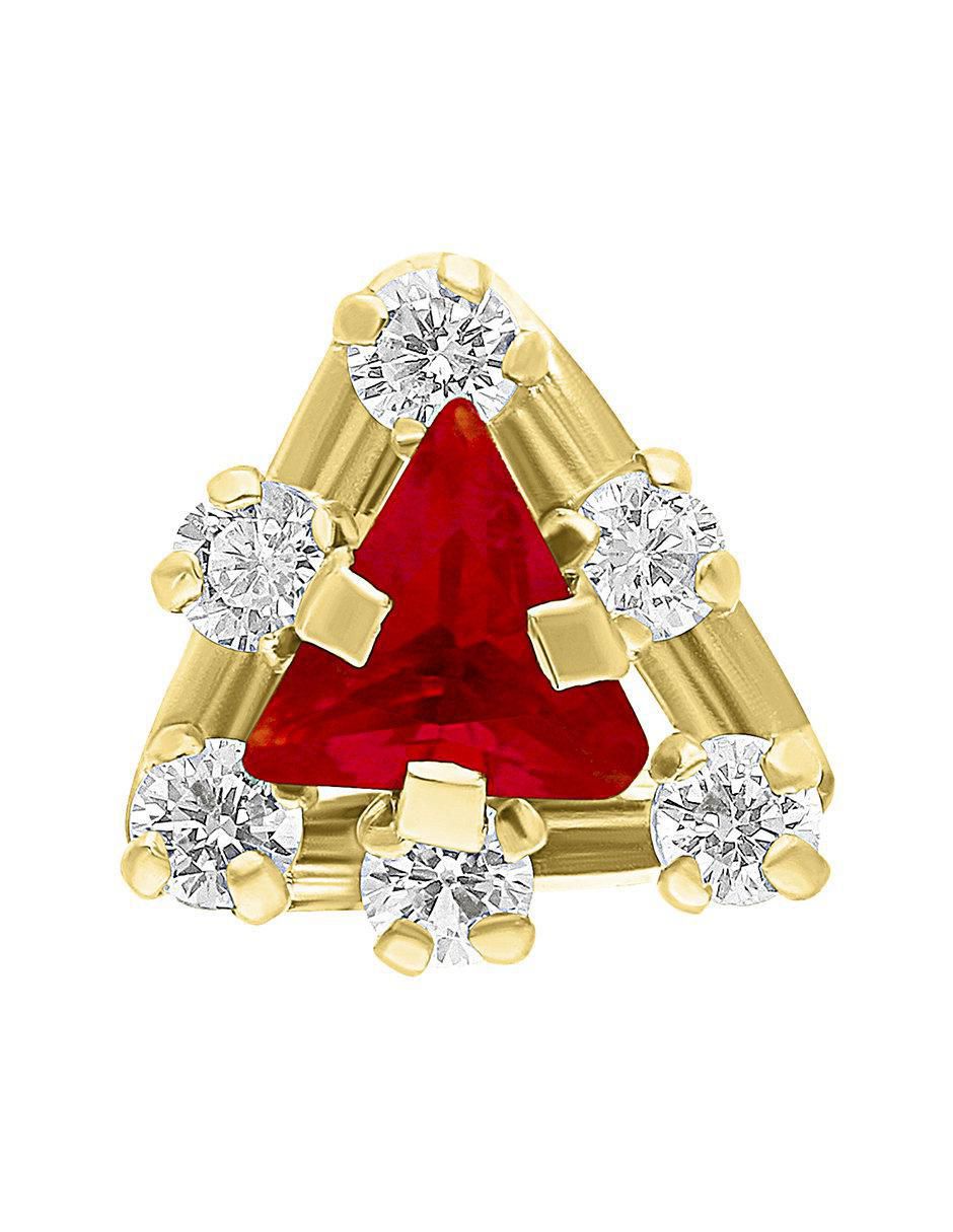 Arete individual triangular de oro 10 K con acabado brillante zirconia Arete individual triangular de oro 10 K con acabado brillante zirconia