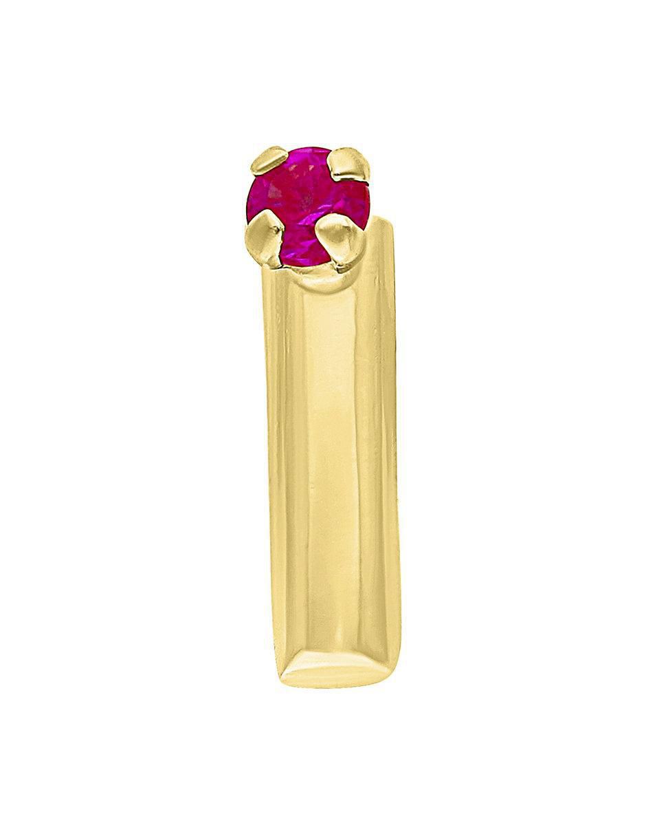 Arete individual rectangular de oro 10 K con acabado brillante zirconia