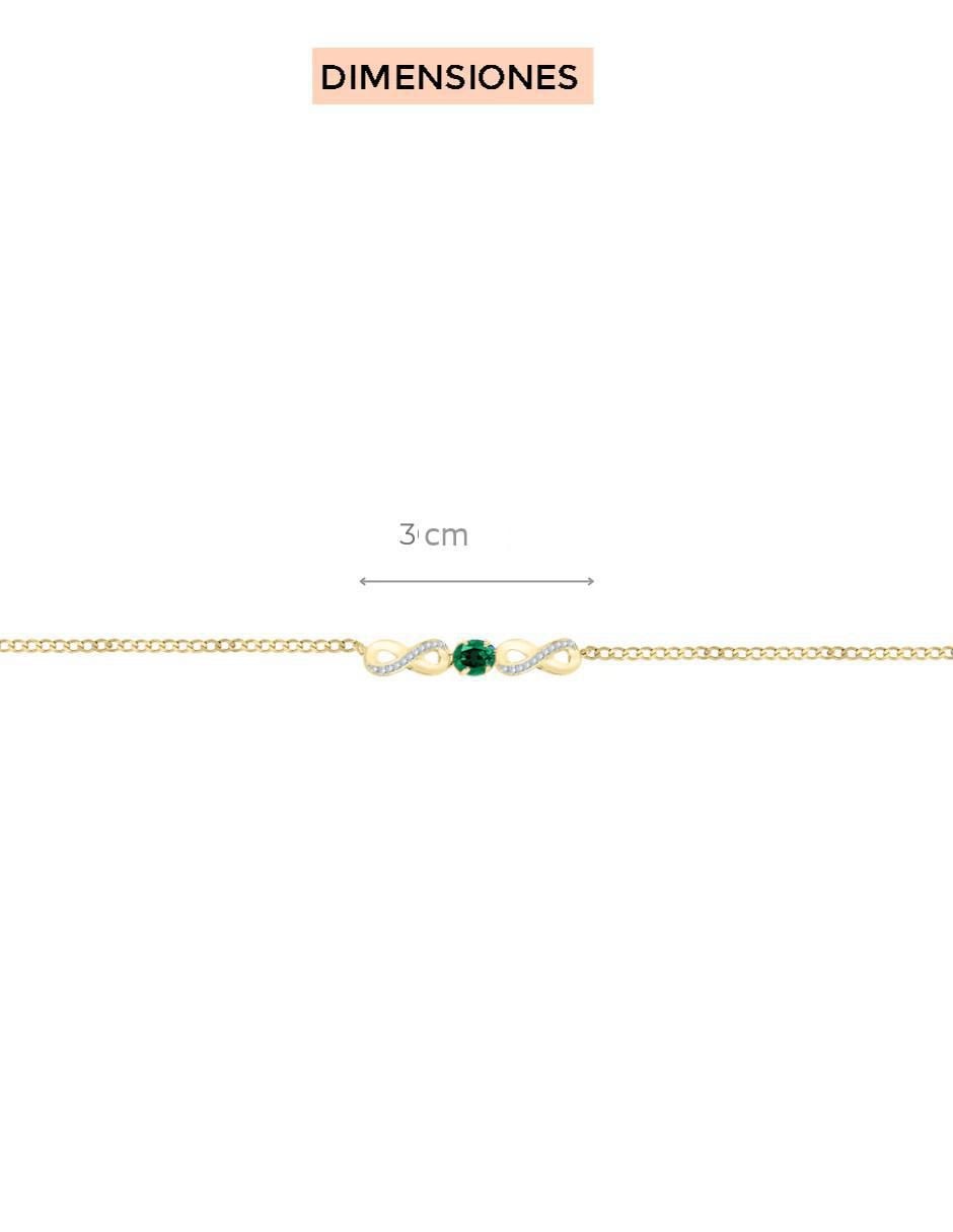 Pulsera de oro con diamante y esmeralda 14 k con acabado brillante 2