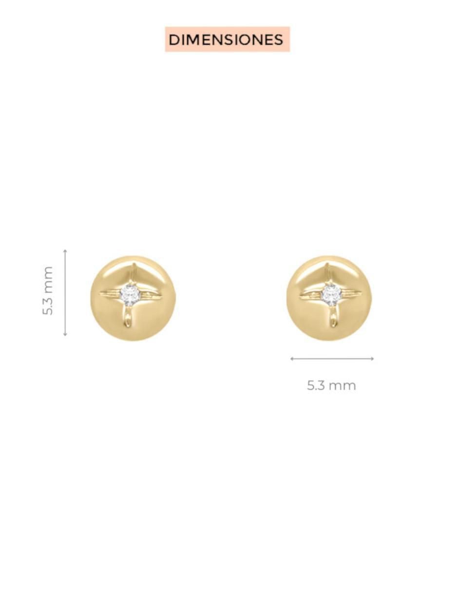 Broqueles redondos de oro 14 K con acabado brillante diamante 3