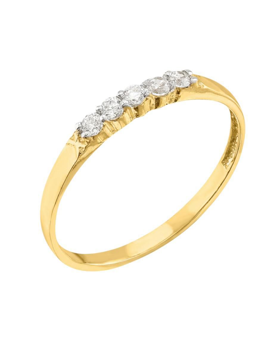 Anillo de corona 10 k de oro zirconia brillante