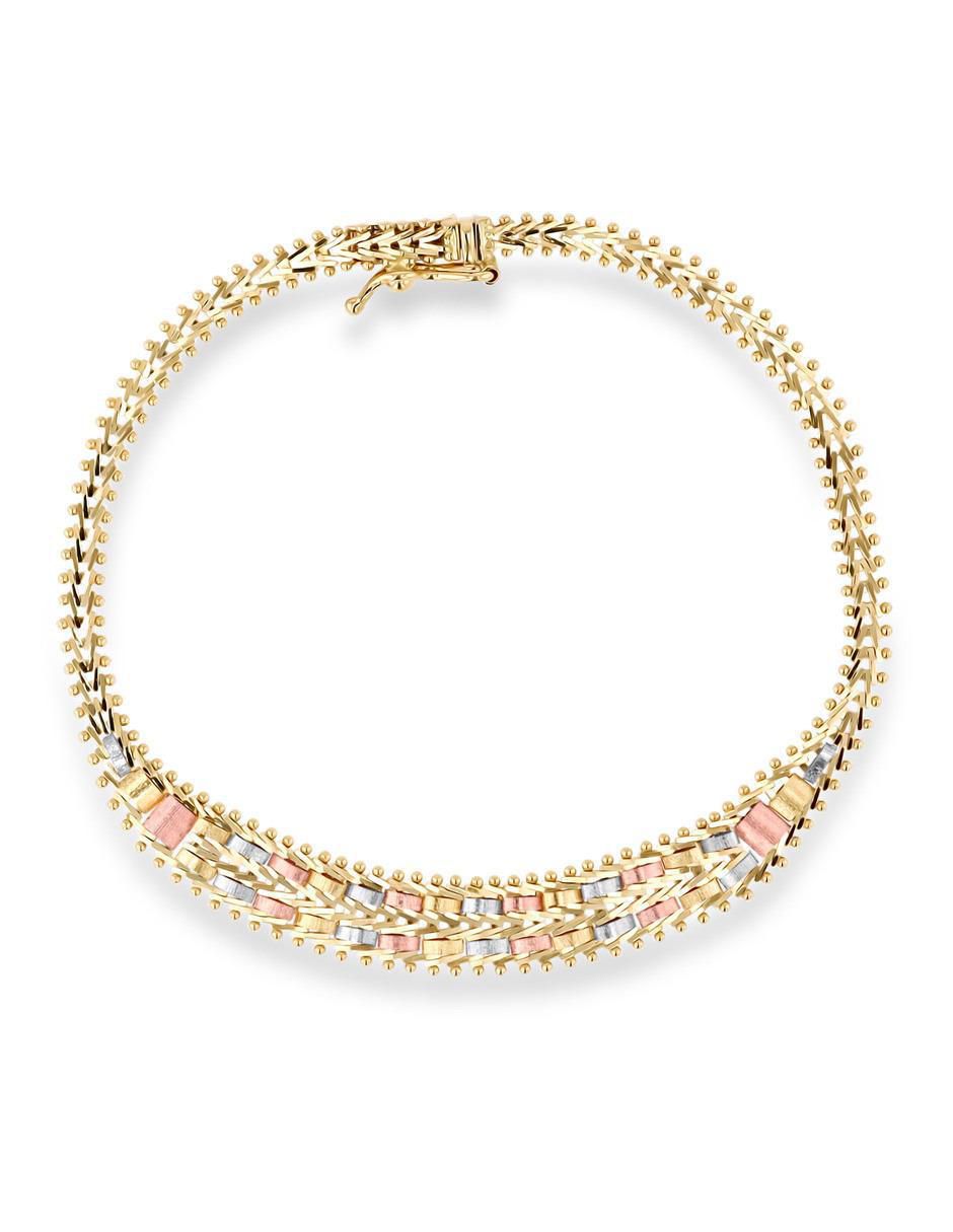 Pulsera de oro florentino 14 k con acabado brillante