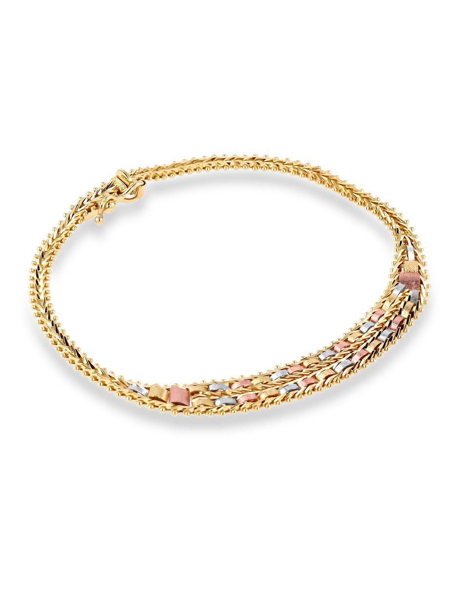 Pulsera de oro florentino 14 k con acabado brillante 2