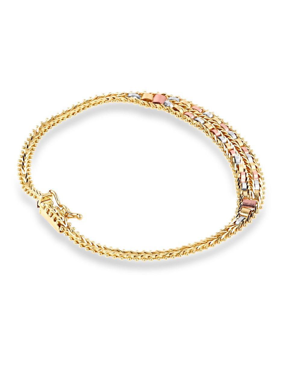Pulsera de oro florentino 14 k con acabado brillante 3