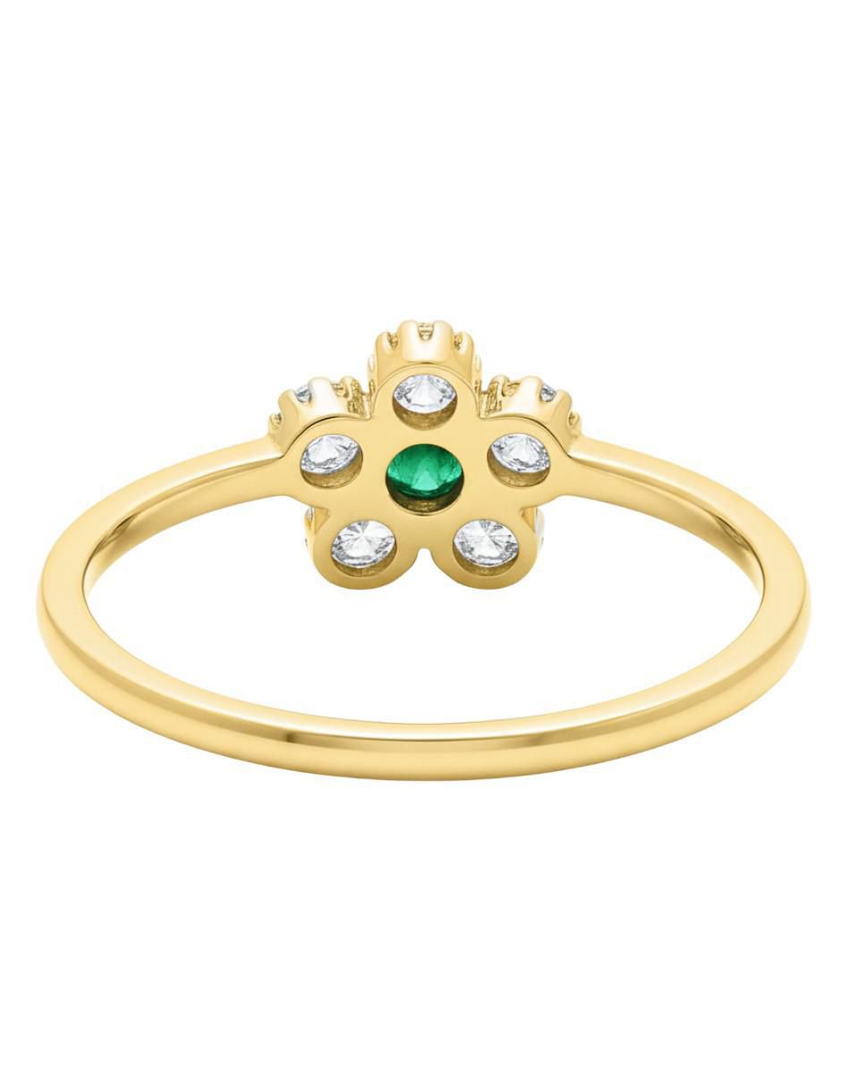 Anillo de flor 10 k de oro zirconia brillante 3
