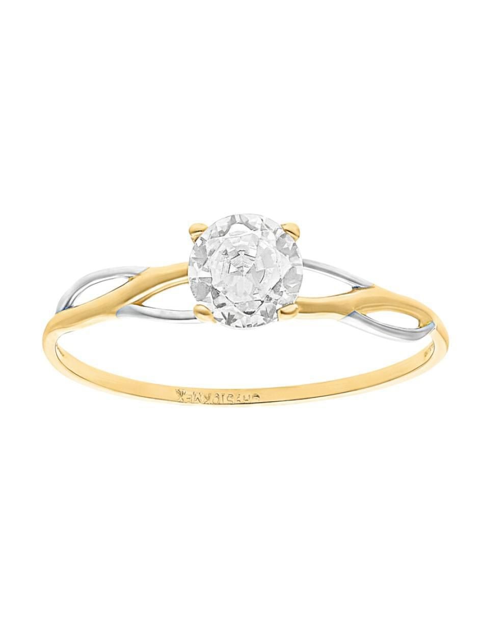 Anillo circular 10 k de oro zirconia brillante 2