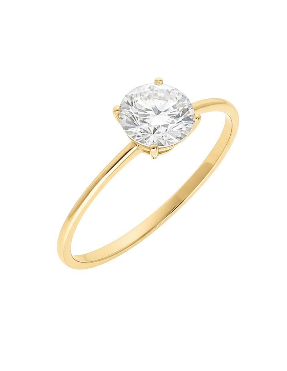 Anillo circular 10 k de oro zirconia brillante
