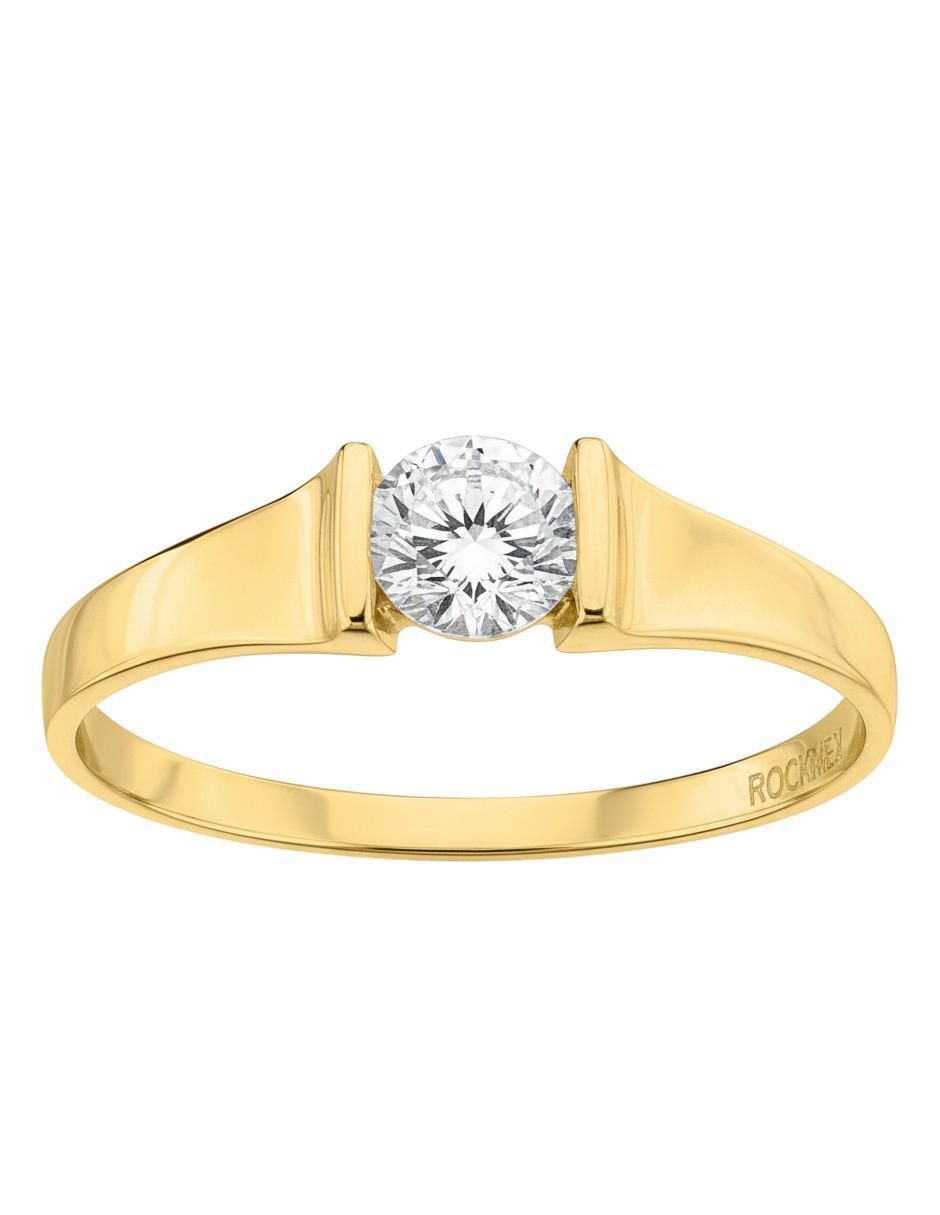Anillo circular 10 k de oro zirconia brillante 2