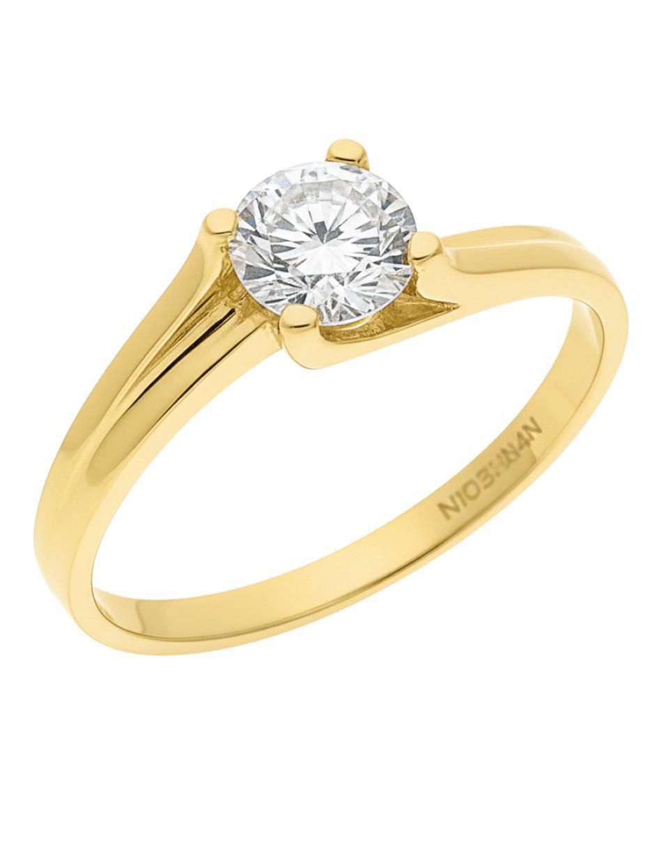 Anillo circular 10 k de oro zirconia brillante