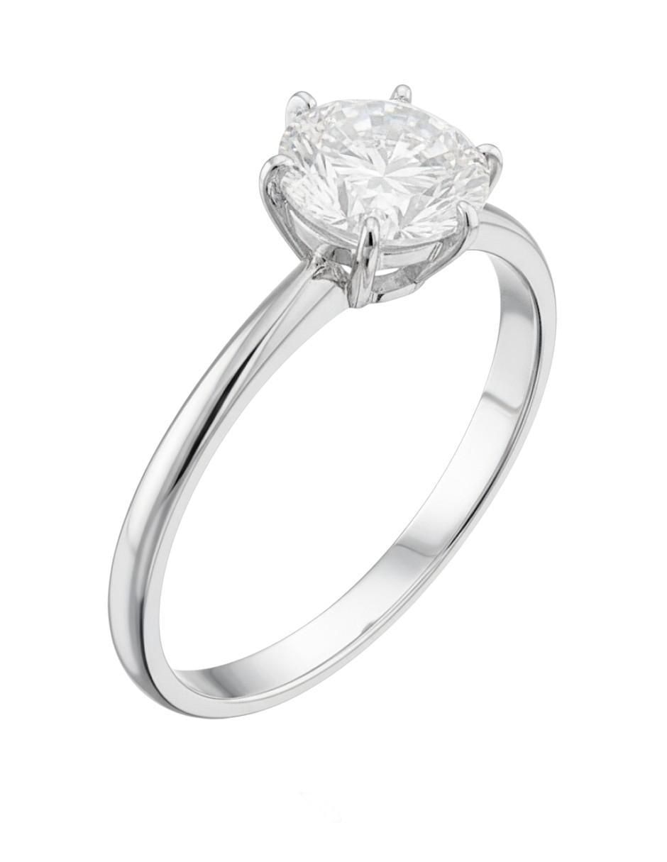 Anillo circular 10 k de oro blanco zirconia pulido