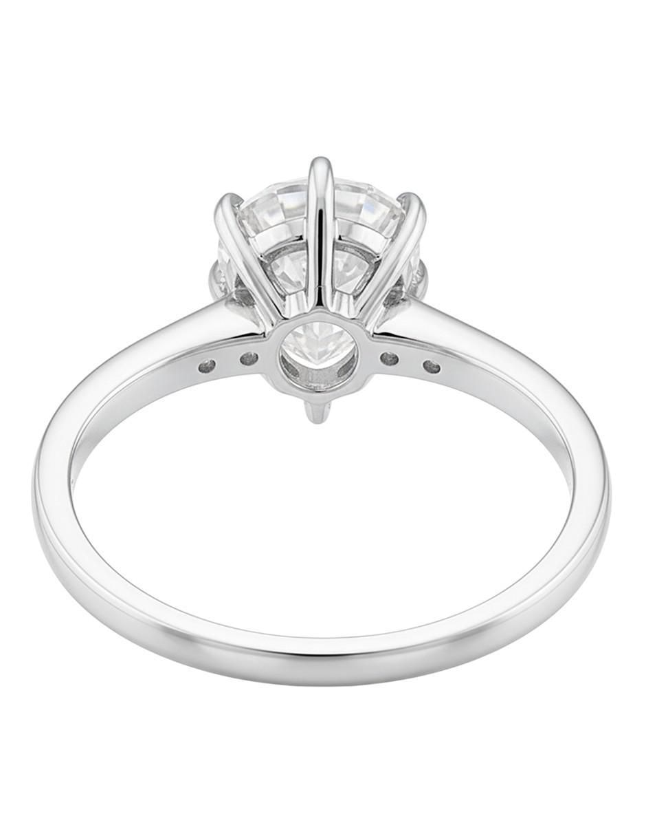 Anillo circular 10 k de oro blanco zirconia pulido 3