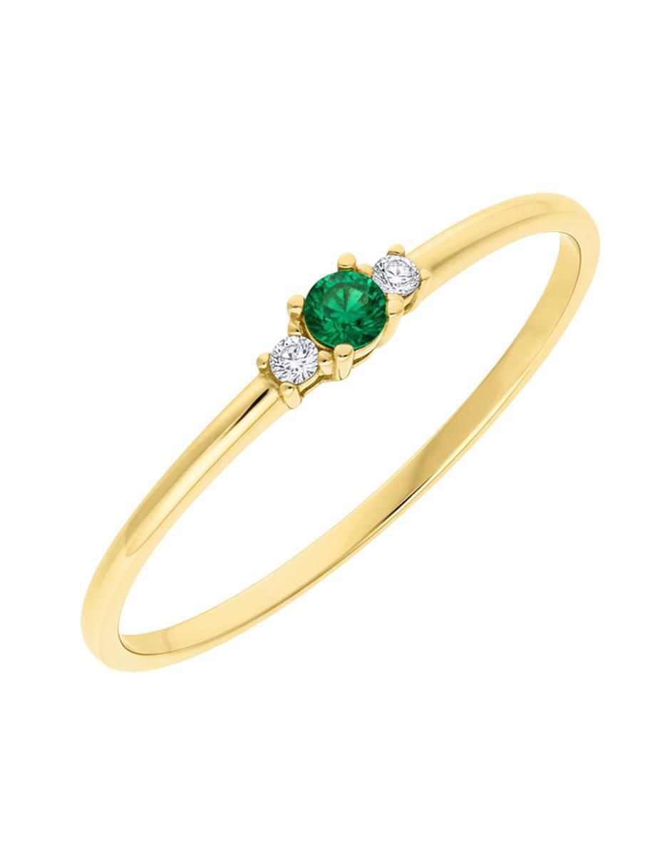 Anillo circular 10 k de oro zirconia brillante