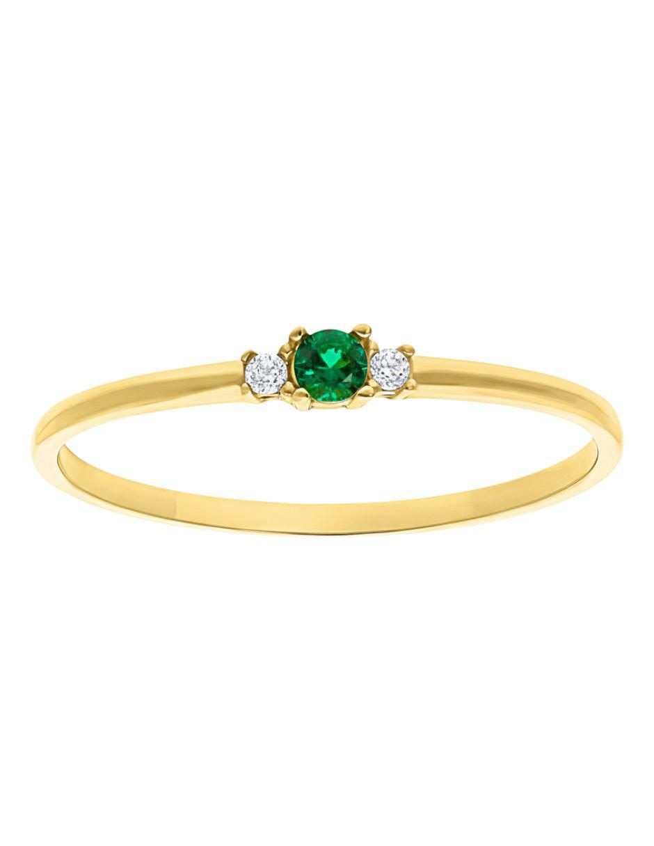 Anillo circular 10 k de oro zirconia brillante 2