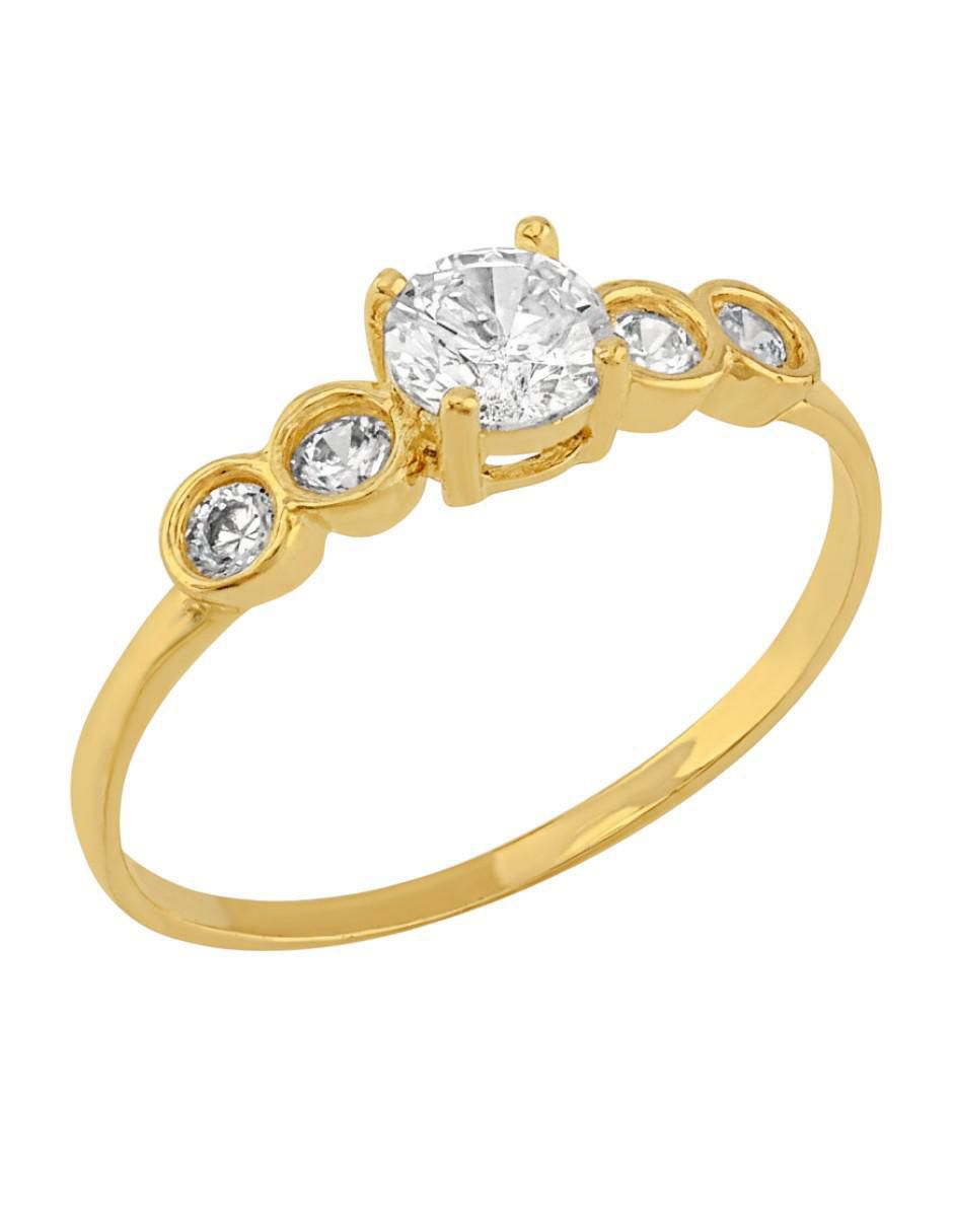 Anillo circular 10 k de oro zirconia brillante