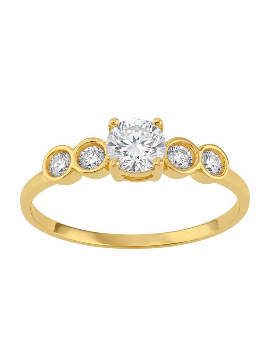 Anillo circular 10 k de oro zirconia brillante 2
