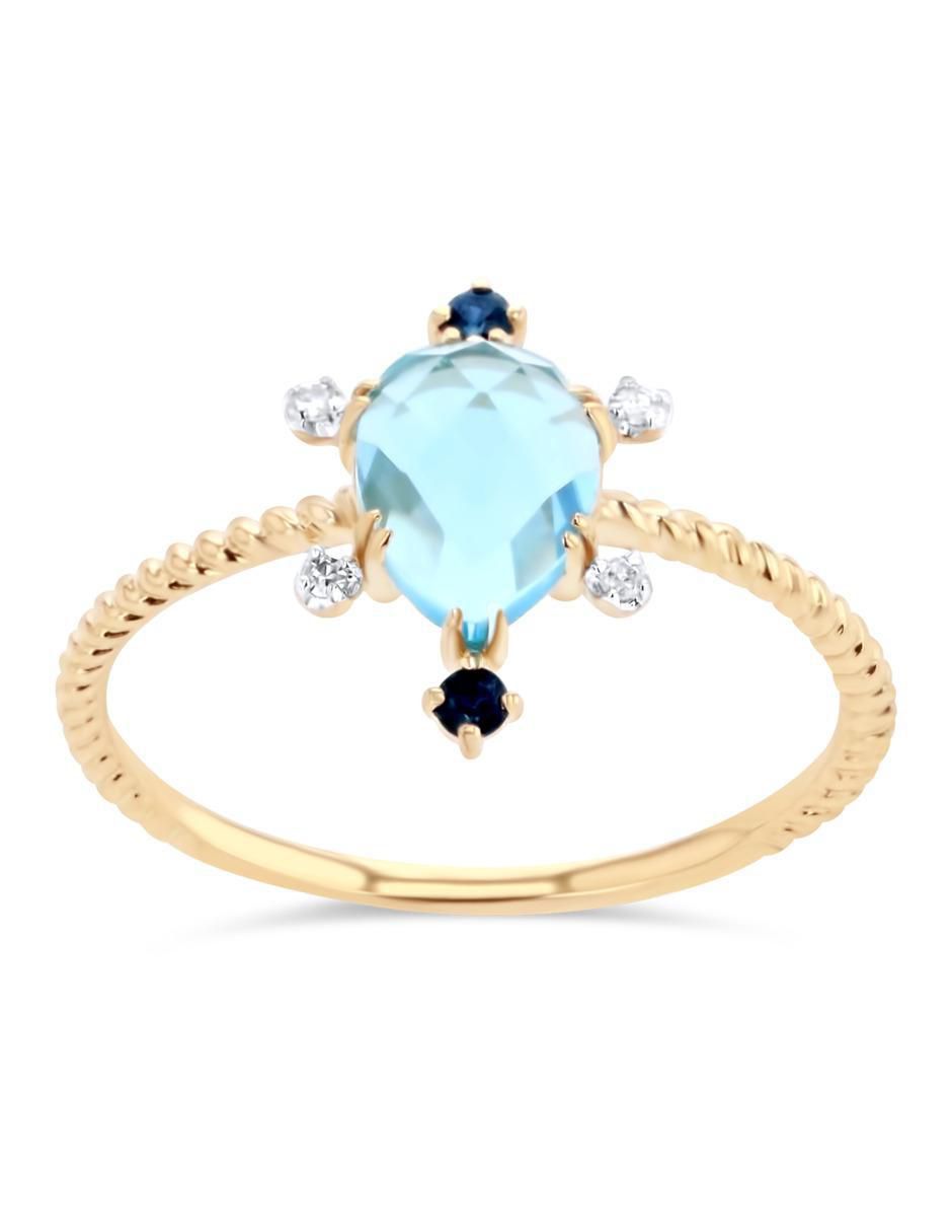 Anillo 14 K de oro amarillo diamante brillante 1