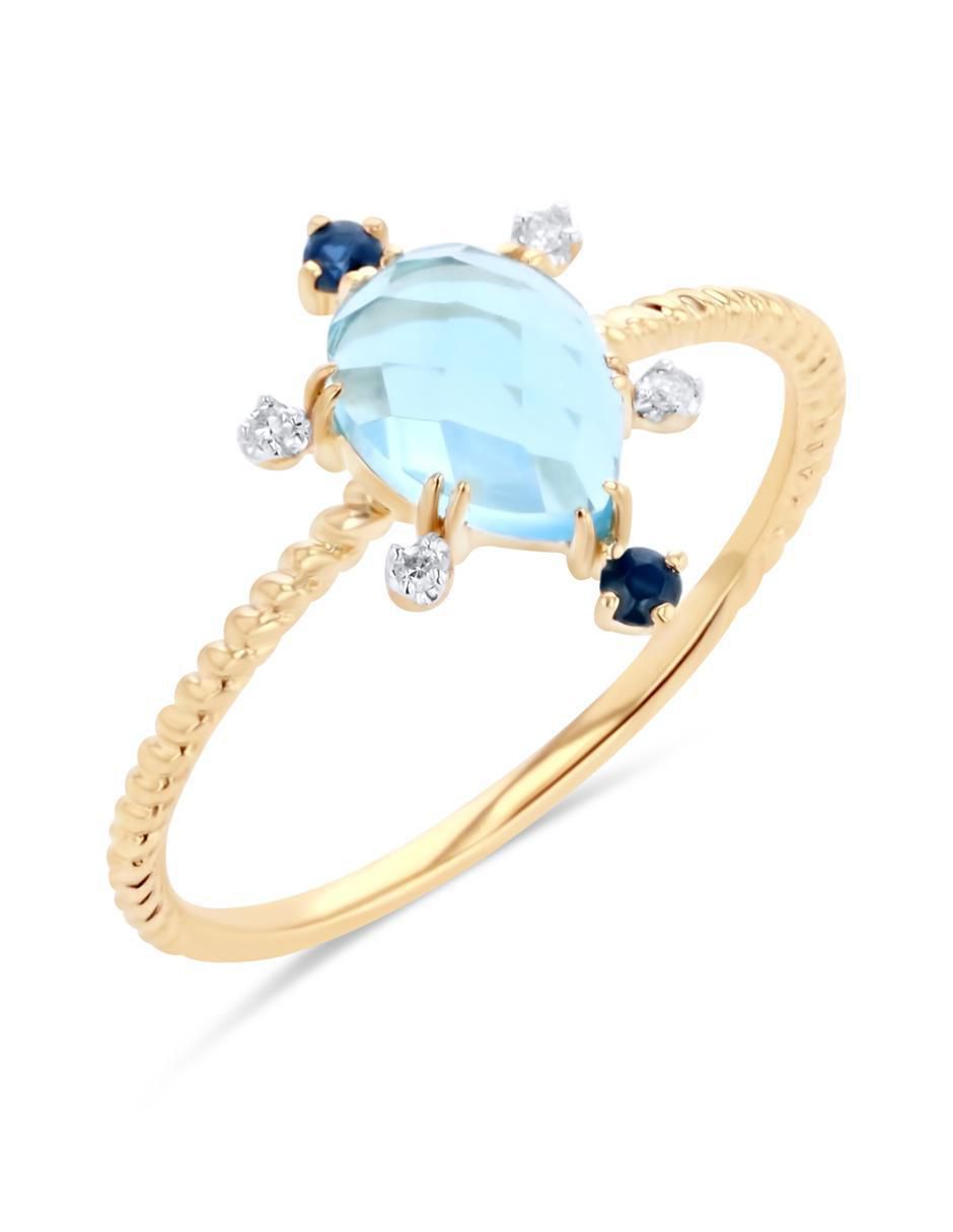 Anillo 14 K de oro amarillo diamante brillante 2