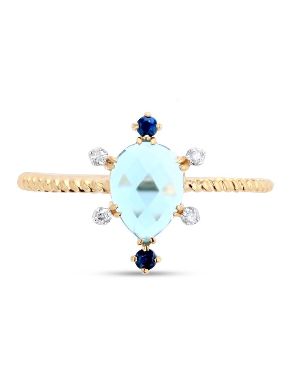 Anillo 14 K de oro amarillo diamante brillante 3