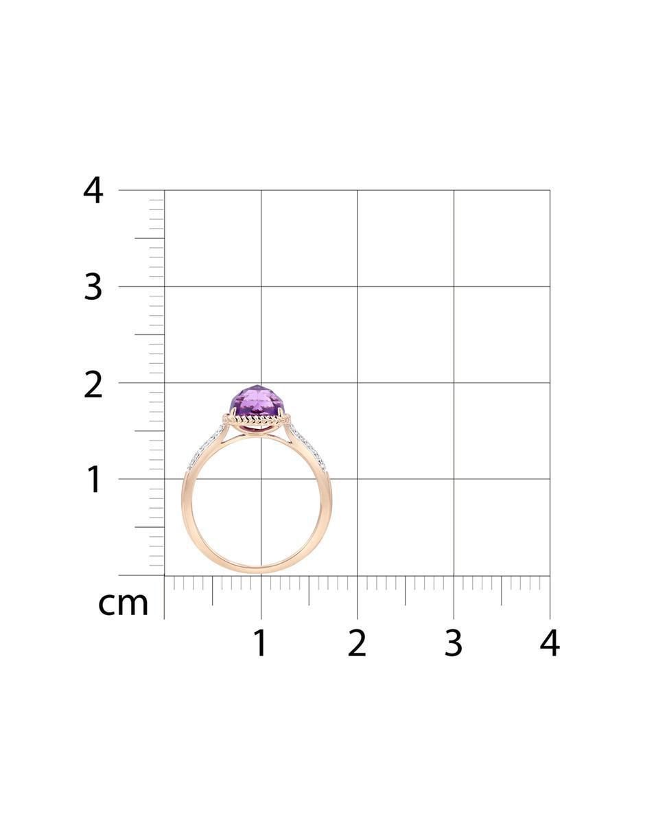 Anillo 14 k de oro rosa amatista y diamante brillante 6
