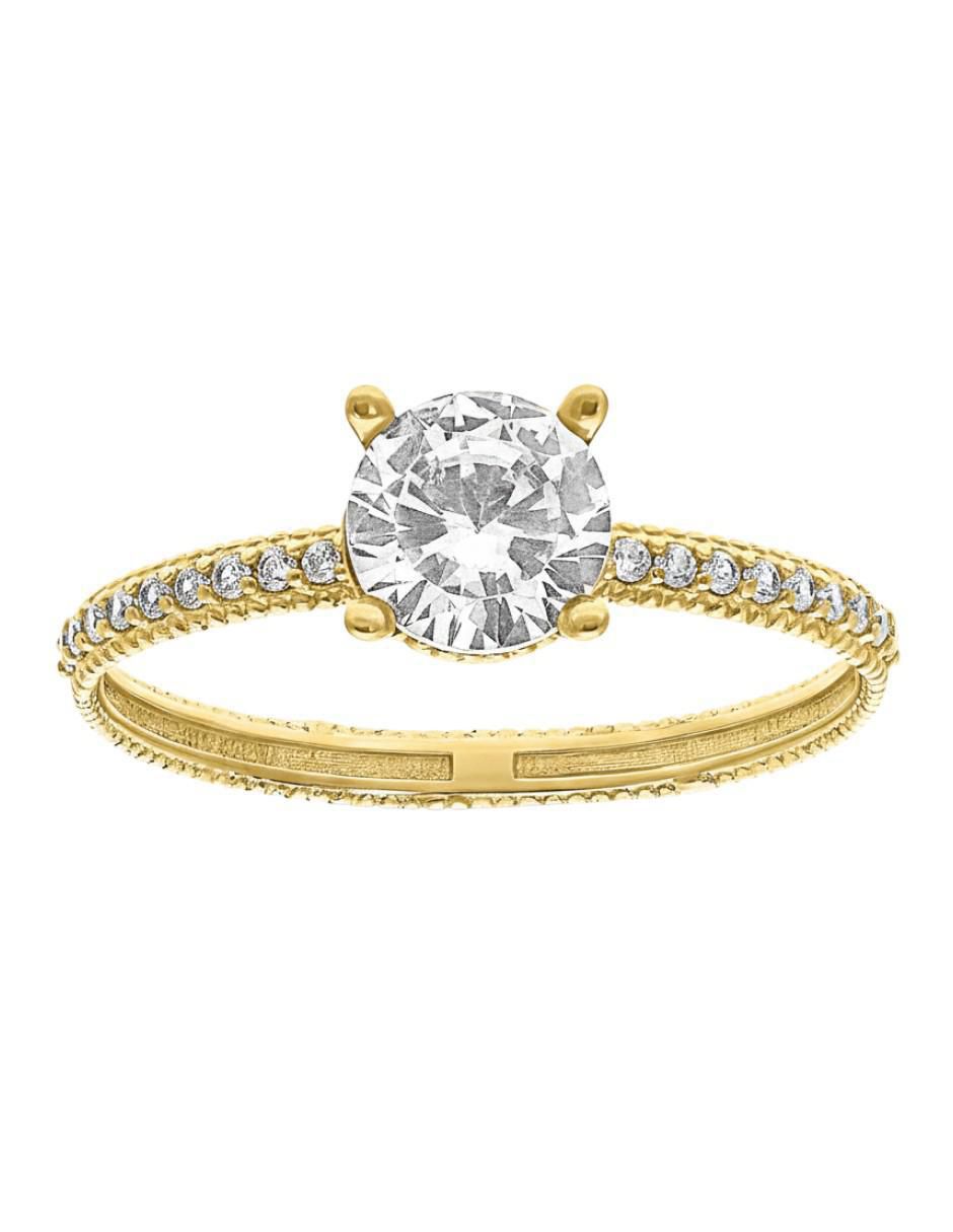 Anillo circular 10 k de oro zirconia brillante 2