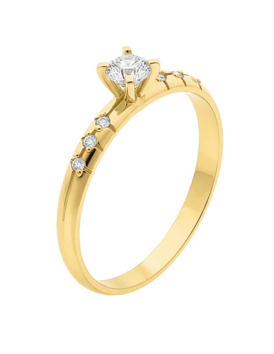 Anillo circular 10 k de oro zirconia brillante