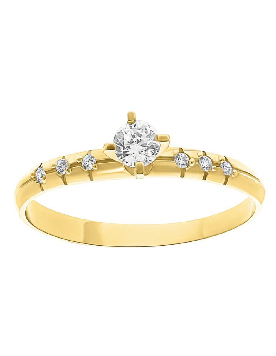Anillo circular 10 k de oro zirconia brillante 2