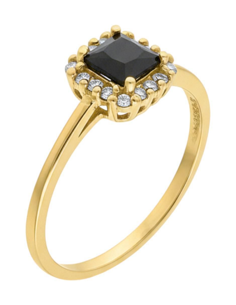Anillo cuadrado 10 k de oro zirconia brillante